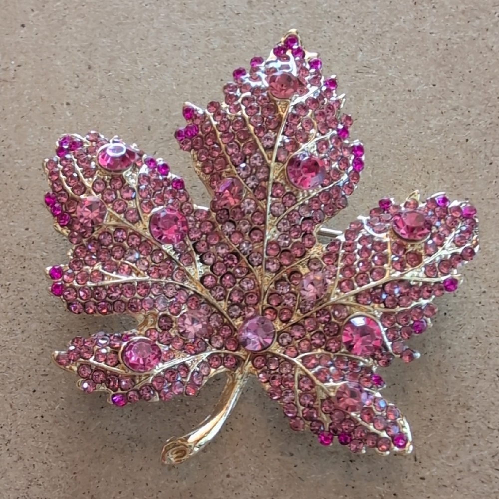 Pink and Gold Leaf Convertible Brooch